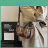 2024 Winter New Plaid Cloth Bag Fashion Casual Shoulder Bag Commuter Simple Crossbody Bag Retro Women's Bag Red Plaid Coffee