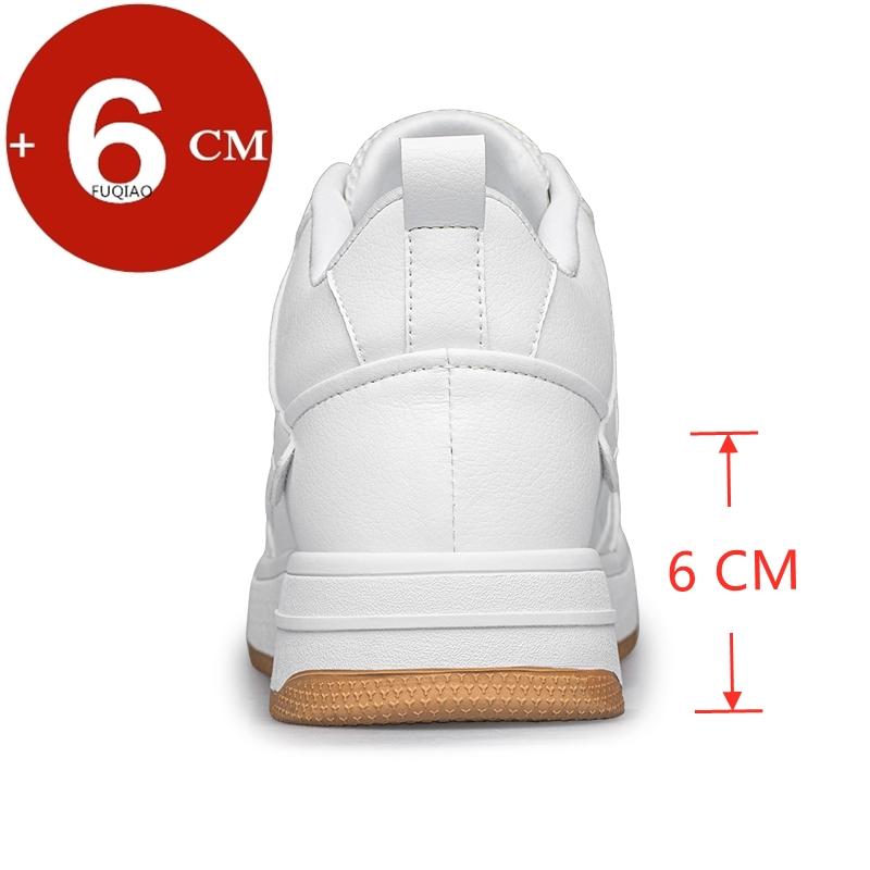 Men's Genuine Leather Elevator Casual Shoes Breathable Black/White Height Increasing Sneakers Sports 6cm Tall Shoes