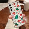 Merry Christmas Elk Santa Tree Pattern Clear Case For Samsung S24 Ultra S23 FE A55 A54 A34 A35 A52 Soft Silicone Shockproof Transparent Phone Cover