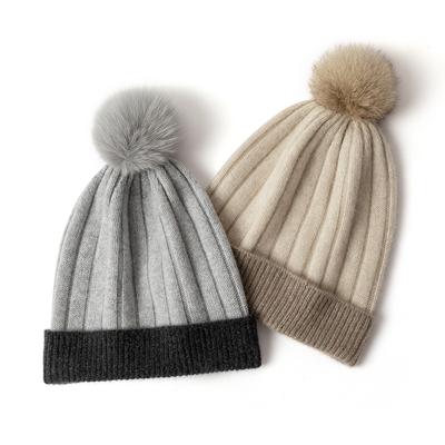 Cashmere Autumn and Winter New Style Women's High End Color Matching Fur Ball Thickened Warm Fashion Knitted Casual Hat