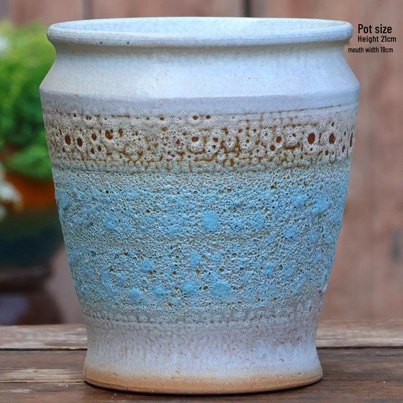 Retro Ceramic Wide Mouth Flower Pot - Tree Trunk Design for Succulents, Bougainvillea, Hydrangea, Roses  