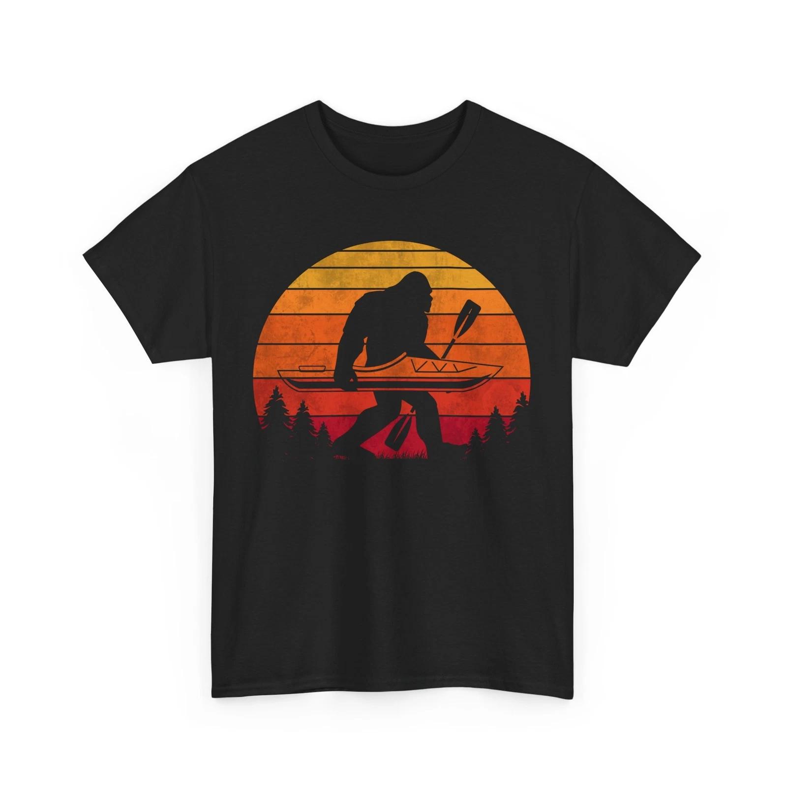 Bigfoot Kayaker Shirt, Kayaking Bigfoot Lover Shirt, Sasquatch Kayak Vintage Tee S