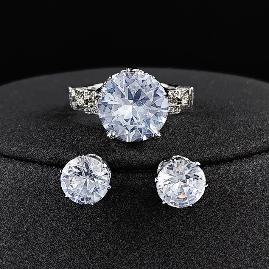 

European & American Classic Ring Earrings Set - Niche Design for Women Size 5 белый