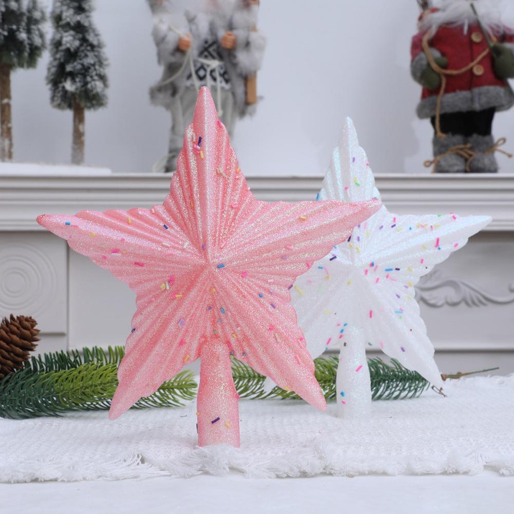 Weihnachtsbaum aus Kunststoff, 5-Punkt-Stern Ornament in Rosa & Weiß für festliche Heimdekoration, Leichtgewicht 20,5 x 19,5 cm