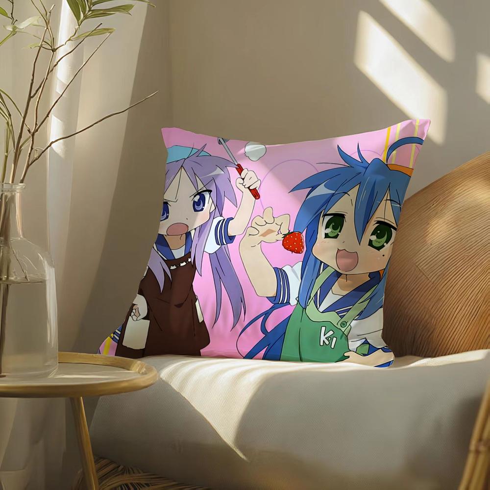 Beautiful Girl Cartoon Comics Game L-Lucky Star Pillow Case Pattern Printed Pillowcase For Living Room Sofa Cushion Cover