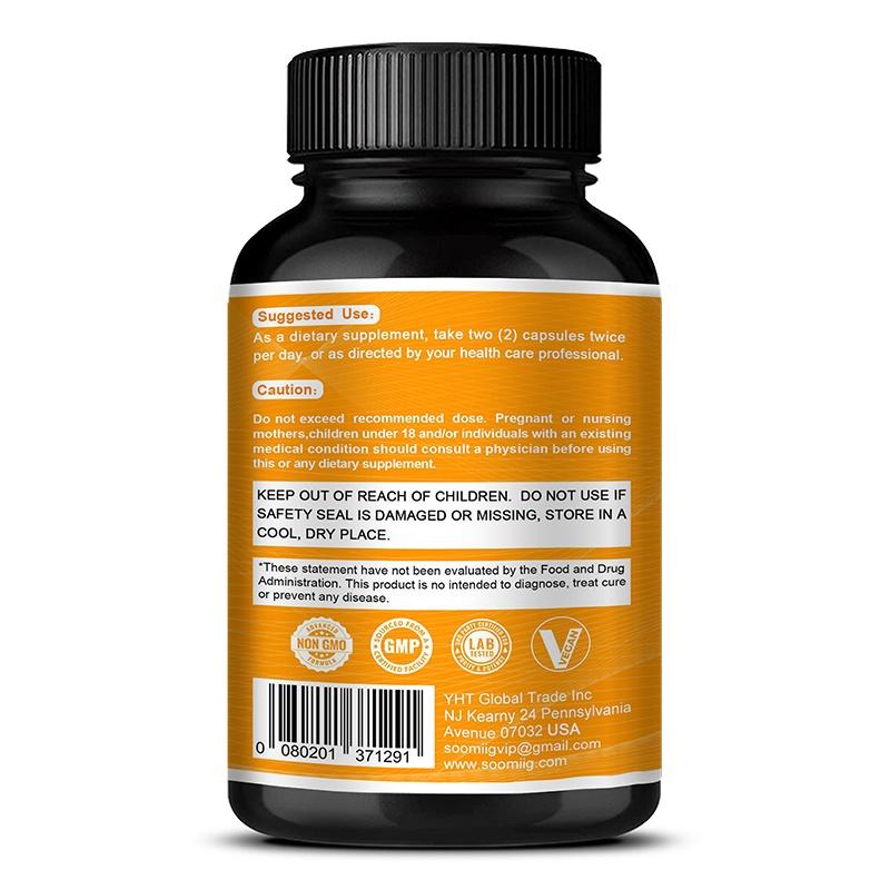Cápsulas Orgánicas de Cúrcuma y Curcumina Soomiig, 1500mg, 95% Curcuminoides, con Pimienta Negra, 120 Cápsulas