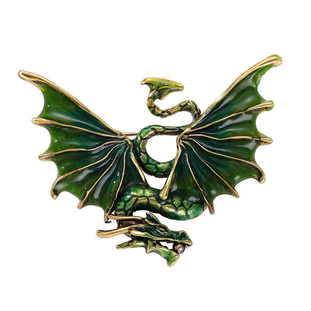 Retro Drip Oil Cartoon Dragon Brooch - Men's Suit Pin Accessory