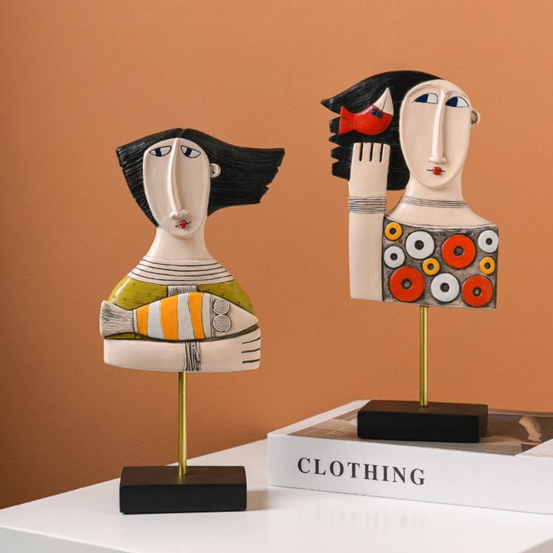 Simple for Creative Women Face Art Statue Lady Sculpture Abstract Characters Crafts Ornaments Home Office Bedroom Craft