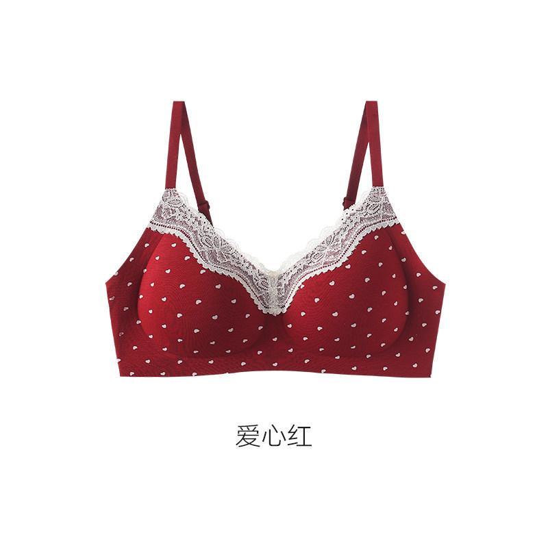 Japanese pure cotton small breasts gather, anti-sagging comfortable soft support French lace less seamless bra cover