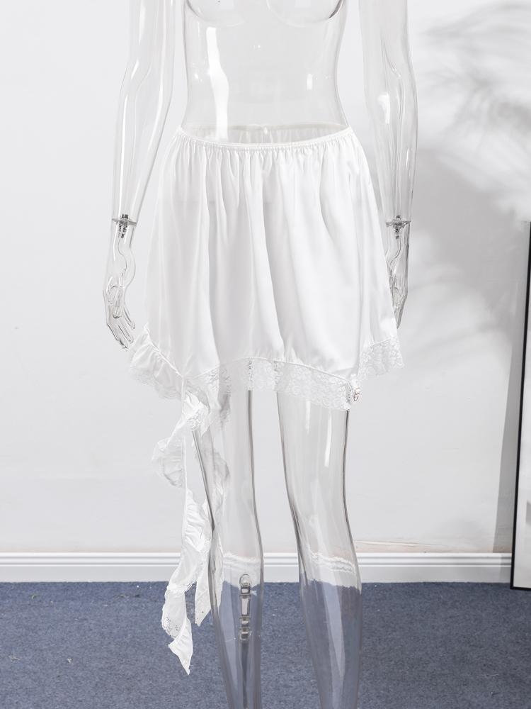 Jupe courte en dentelle irrégulière feuille de lotus pour femme Jupe-culotte polyvalente à la mode pour femme Nouveau modèle 2026