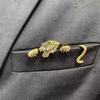 2Pcs Vintage Style Lapel Pin Zinc Zinc Zinc Alloy Tiger Brooches Tradition Retro Animal Brooches  Men Suits