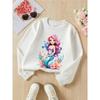European Sizes Kids' Crewneck Sweatshirt - Mermaid with Pink Hair And Blue Tail , Sportswear And Casual Wear, Soft And Comfortable