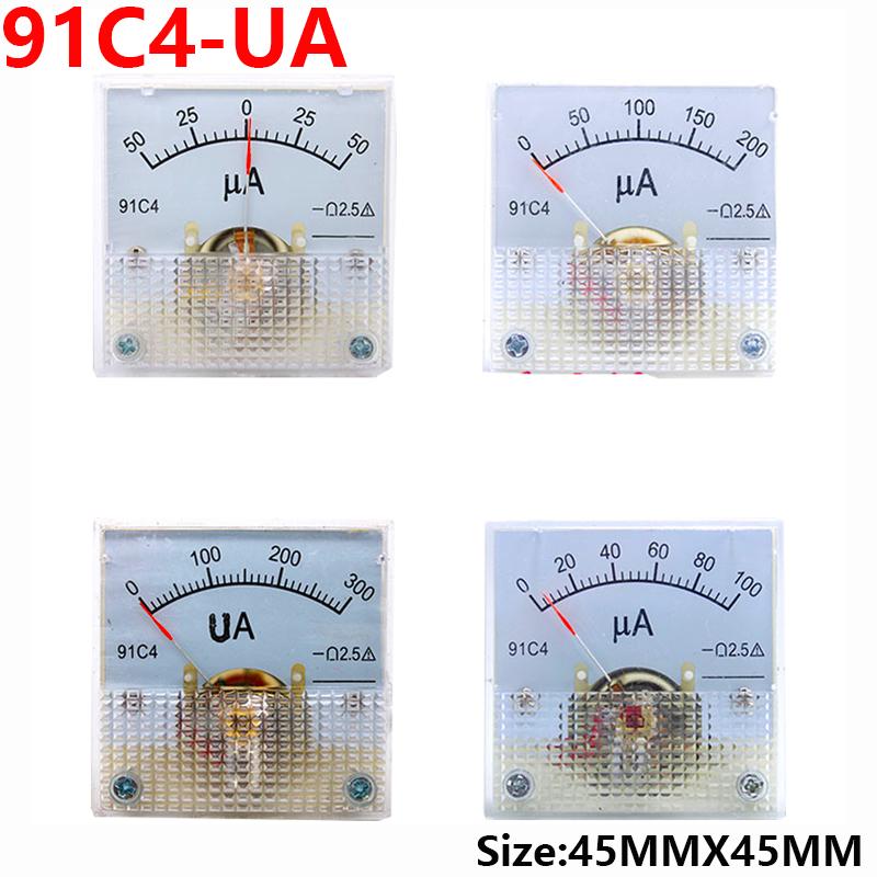 Dc Microammeter 91c4 0-100uA Rectangle Analog Panel Ammeter Gauge Amperemeter Class 2.5 45*45mm