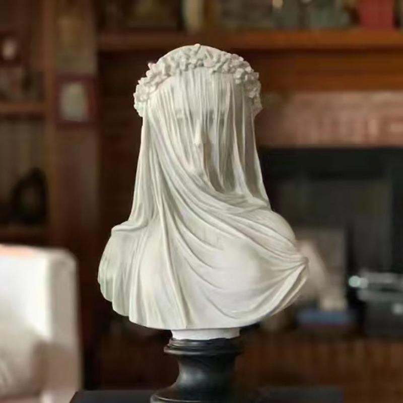 Artistic Veil Decoration for Women A Mysterious and Retro Home Decoration Piece with A White Statue