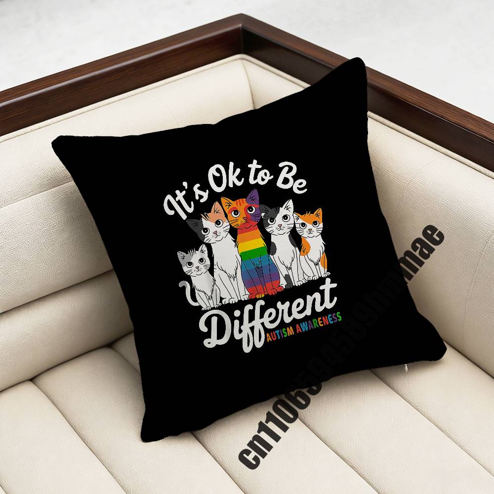 For Autistic Cat Autism Puzzle Throw Pillow Case Sham Xcm Xcm Square Car Pillowcase Pad Cushion Cover