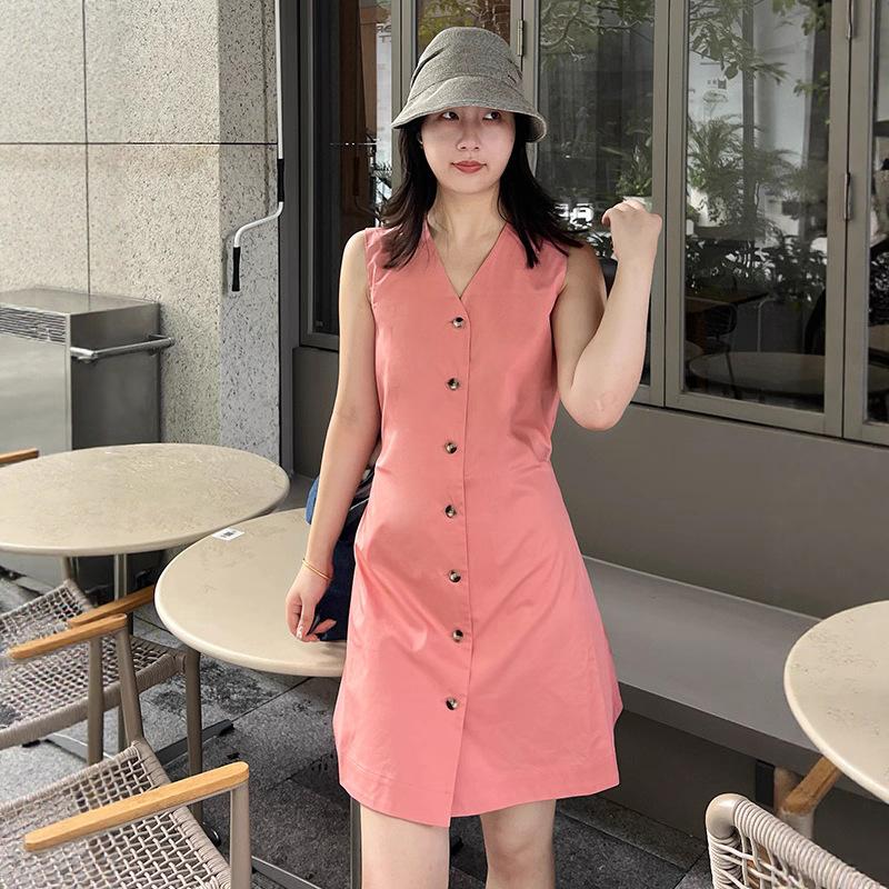 Dress women s summer sleeveless pure cotton pink small umbrella skirt 2026 summer new dress S