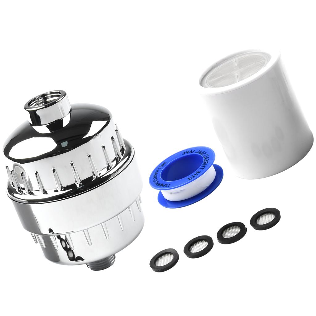 18 Stage Filtration Shower Filter With Dual Cartridge Design Compatible With Standard Shower Heads And Faucets