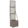 Garden Planter with Trellis Grey 35 X 30 X 135 Cm Poly Rattan