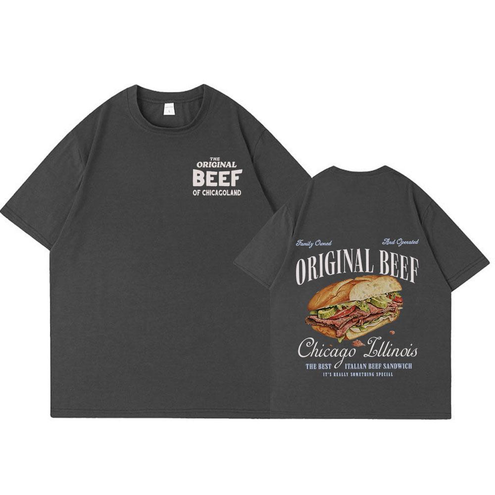 Restaurant Sandwich The Bear TV Show T-shirts The Original Beef of Chicagoland T-shirt Men Women Cotton Short Sleeve T Shirts