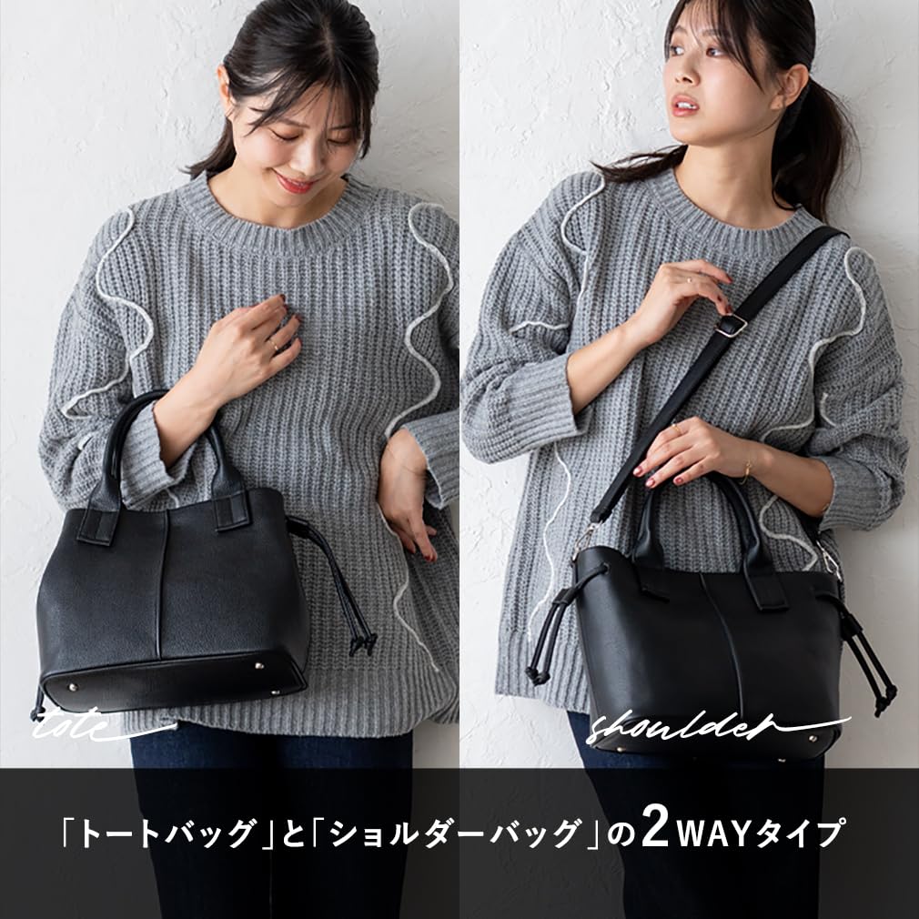 VITAFELICE Women's Side Tassel 2-Way Tote Bag Inb-10185p (Charcoal)