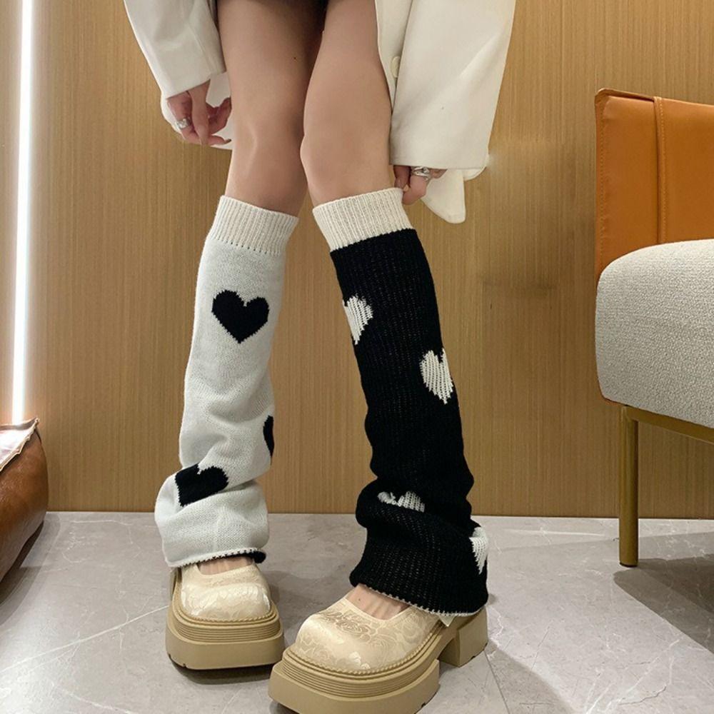 Spider Knitted Leg Warmers Heart Lolita Boots Cover Breathable Knee High Girls Stockings  Student