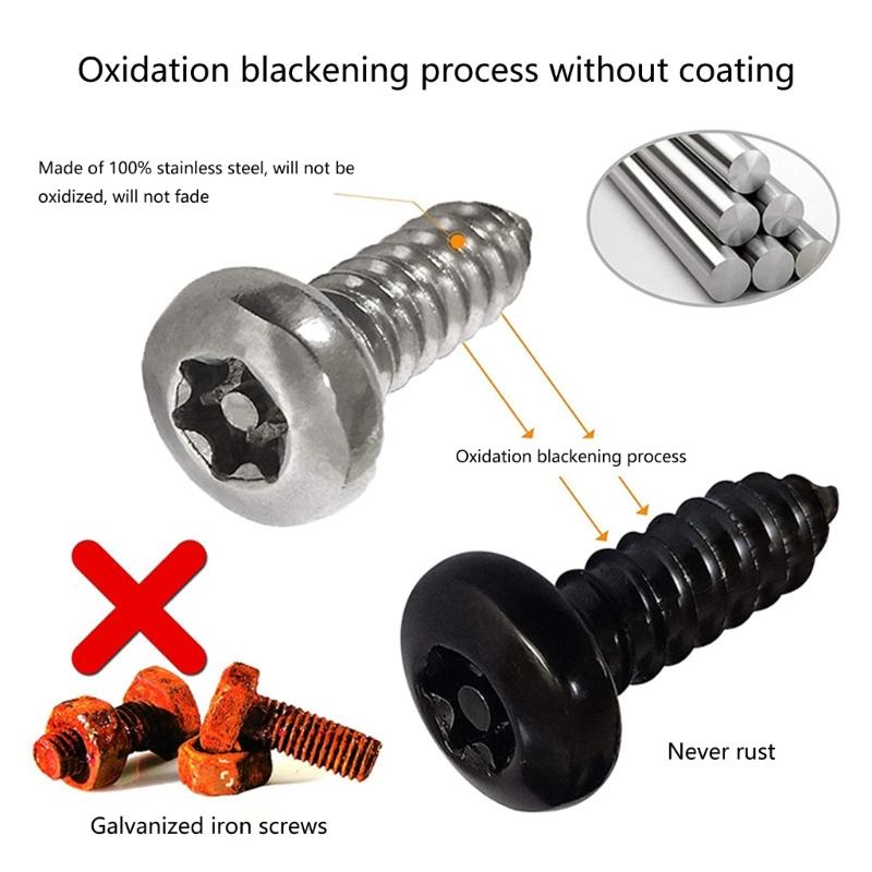 Sada upevňovacích prvků proti krádeži Sada ocelových upevňovacích prvků pro registrační značky Sada šroubů pro registrační značky Jednoduchá instalace pro vozidla