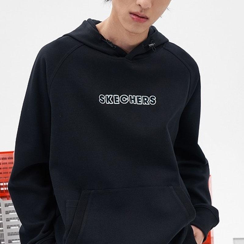 Skechers Colorful City Series Logo Letter Print Casual Sports Hoodie Unisex Hoodies Deep-Black L121U100-002K