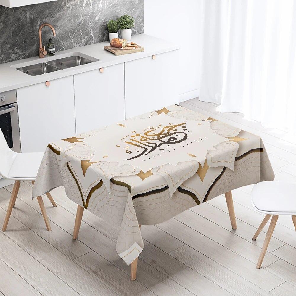 

Ид украшение дома скатерть Рамадан арабская каллиграфия мусульманская декоративная скатерть водонепроницаемая и грязеотталкивающая 140x140cm