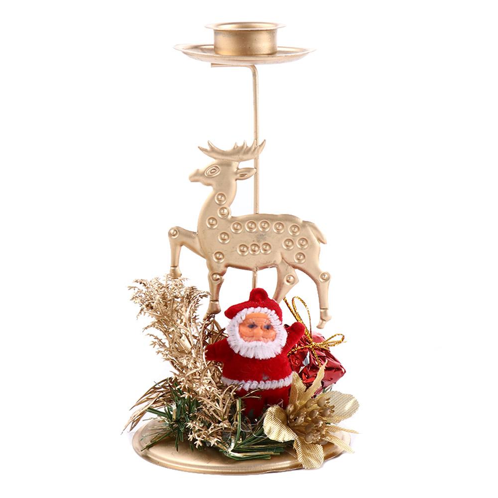Desktop Table Decoration Metal Santa Claus Snowflake Star Candlestick Stand Candle Holder Candle Pillar Christmas Ornament