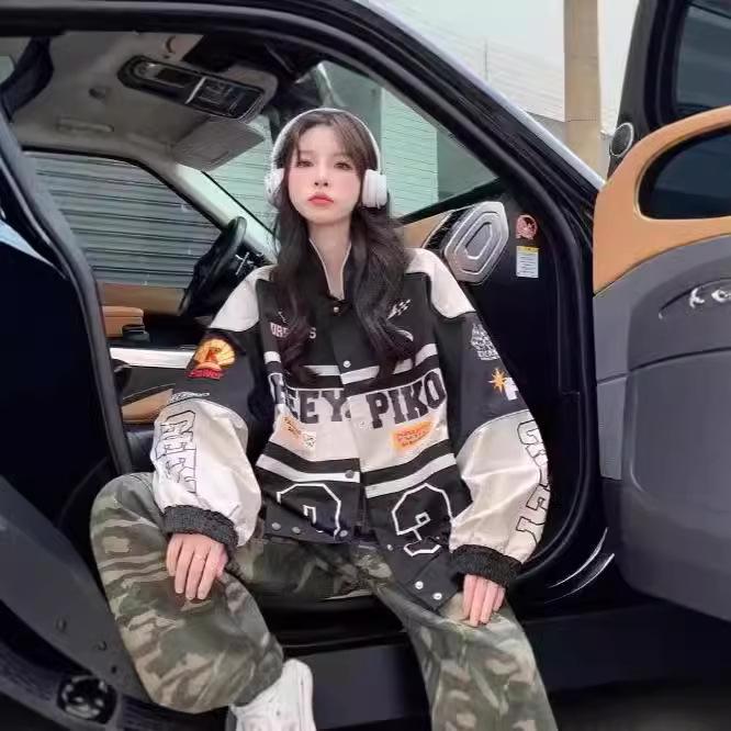 Geacă Moto Americană Retro: Versatil, Croială largă, Stil hip-hop pentru bărbați și femei