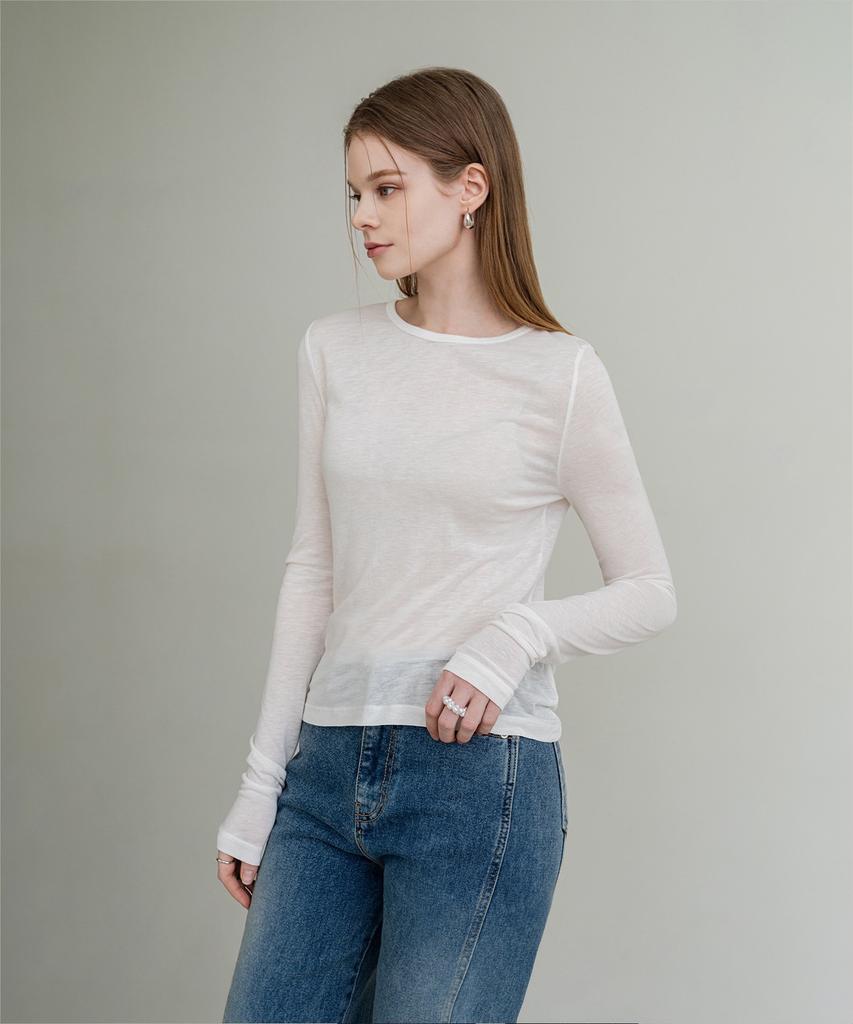 CLO'ET Basic Tencel Sheer Sleeve T-Shirt + 4 Colors