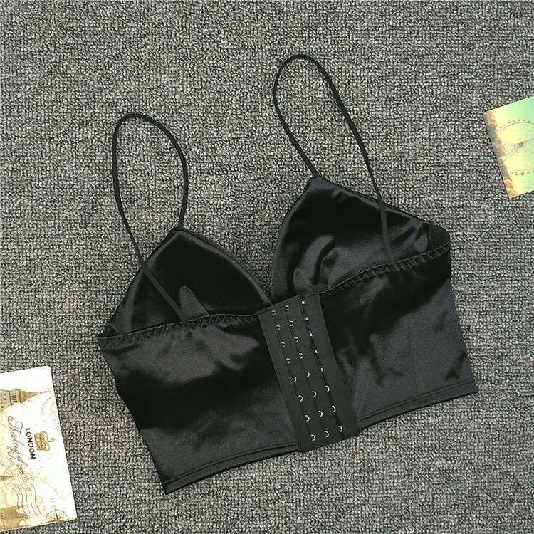 Women's Tube Top Silk Comfortable Crop Top Sexy Camisole Wireless Summer V-Neck Sleeveless Underwear