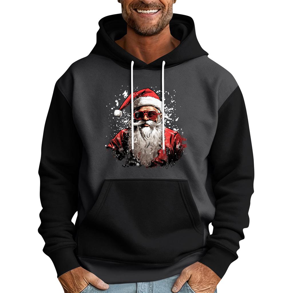 Herren Weihnachten Print Colorblock Kapuzenpullover Lässig Sport Komfort Sweatshirt