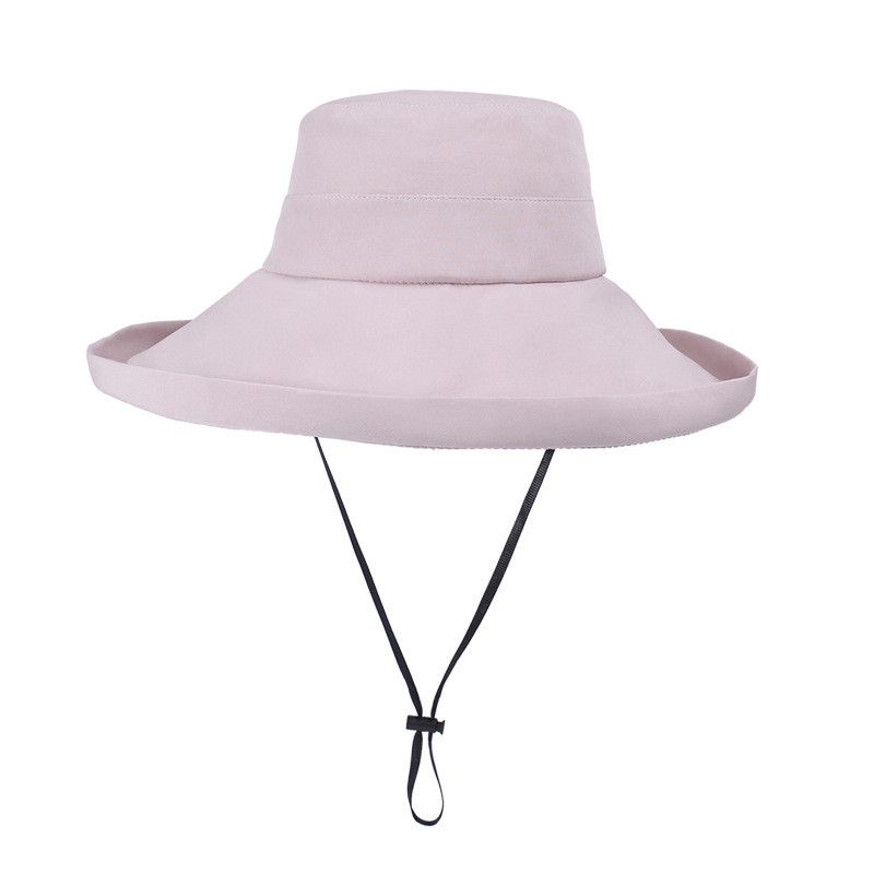 

9258 Face Covering Fashion All-Match Sun Hat Spring and Summer Outdoor Sun Hat Female Big Brim K-style Sun-Proof Bucket Hat Pink