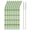 5/10Pcs Reusable Glass Straw with Brush Green Bamboo-shaped Straws Set Suitable for Milkshakes Juices Coffee Bar Accessories
