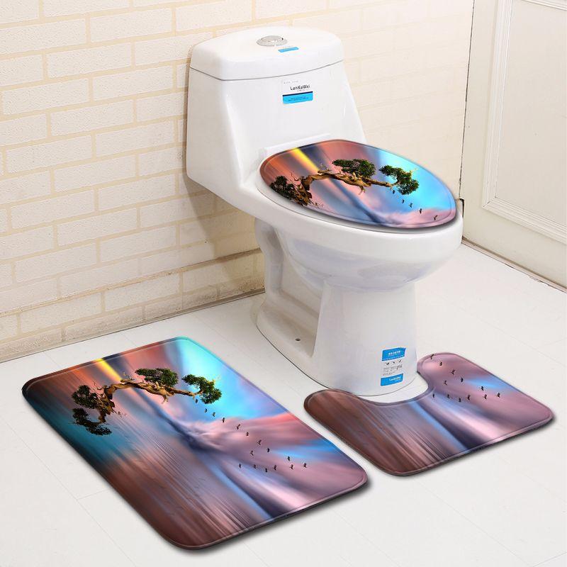 

3D Пейзаж Ванная Туалет Трехкомпонентный Коврик для Пола Дверной Коврик Ковер для Ванной Three-piece set 45 * 75cm