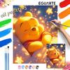 Oil Painting Winnie the Pooh Sleeping Star Light Art Handmade Diy Painting Home Decoration Gift
