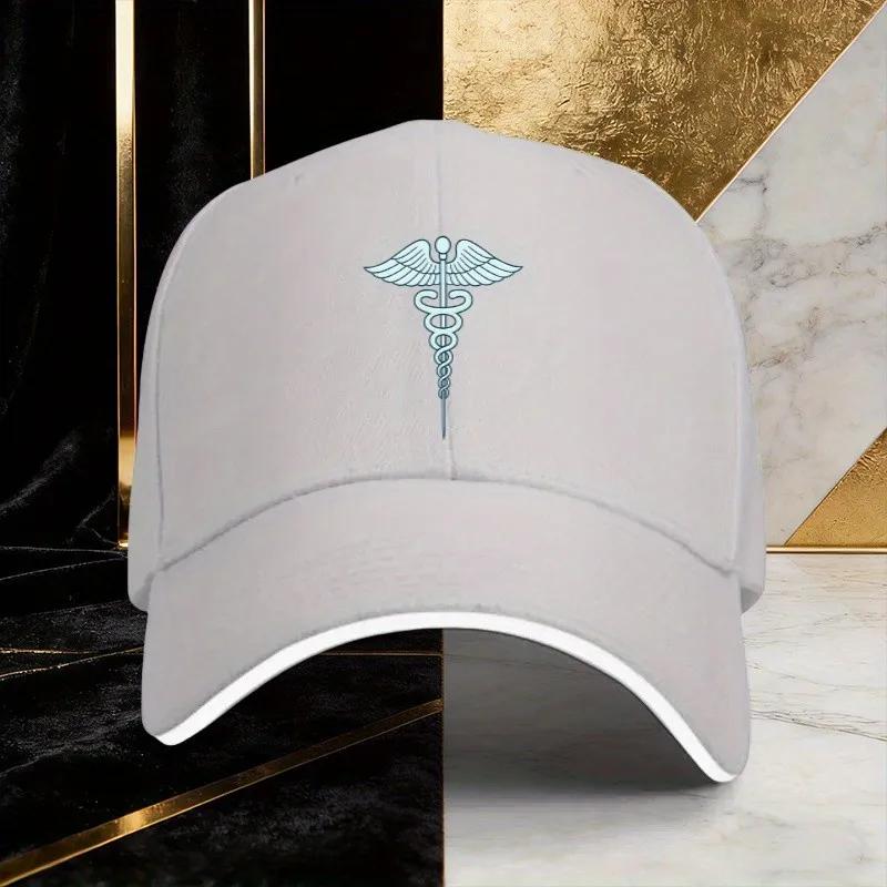 Medical Caduceus Symbol Baseball Cap Polyester Adjustable Sun Hat Unisex Casual Travel Cap