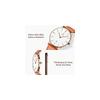 Men's Minimalist Fashion Watch Analog Date Display Leather Strap Orange Blue and Orange White