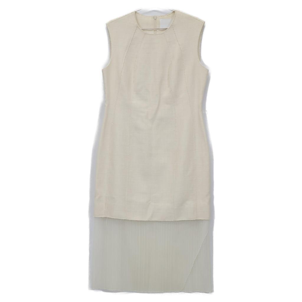 BOSS Ivory sheer pleated belted sleeveless one-piece dress 44 off whiteUsed