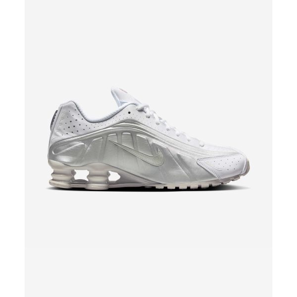 Nike Shox R4 Beyaz Metalik Gümüş 2024 Erkek Spor Ayakkabı Parlak-Kırmızı HQ1988-101
