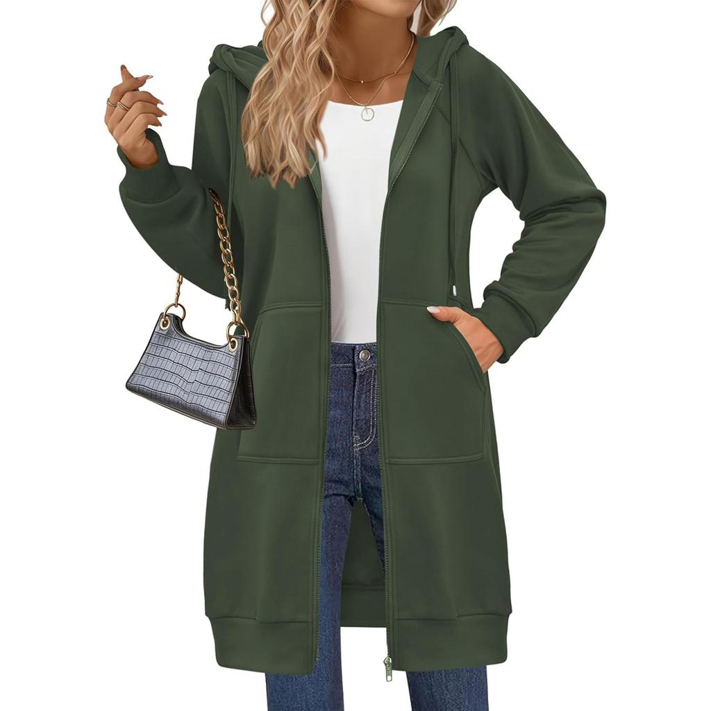 Women's Fashionable Loose-fitting Long-sleeved Casual Jacket With Zipper Hoodie