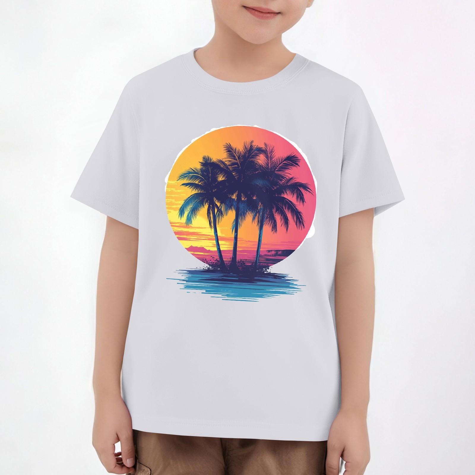 

Детские топы с коротким рукавом, повседневная футболка с принтом, круглый вырез, блузка-пуловер 160 белый