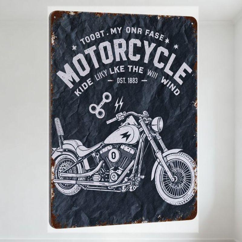 

Vintage Motorcycle Metal Tin Sign, TOOST MY OWN FASE Retro Chopper Design with RIDE LIKE THE WIND and OCT. 1883, Aged Look f 20x30cm（7.8x11.8inch）