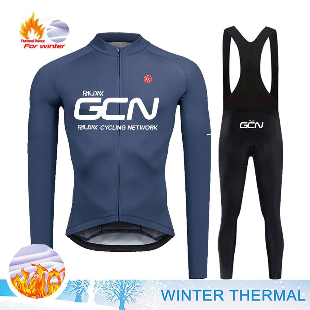 Bike Team 2026 Winter Long Sleeves Cycling Clothing Men's Thermal Fleece Cycling Jersey Set Moutain Road Bike Uniform