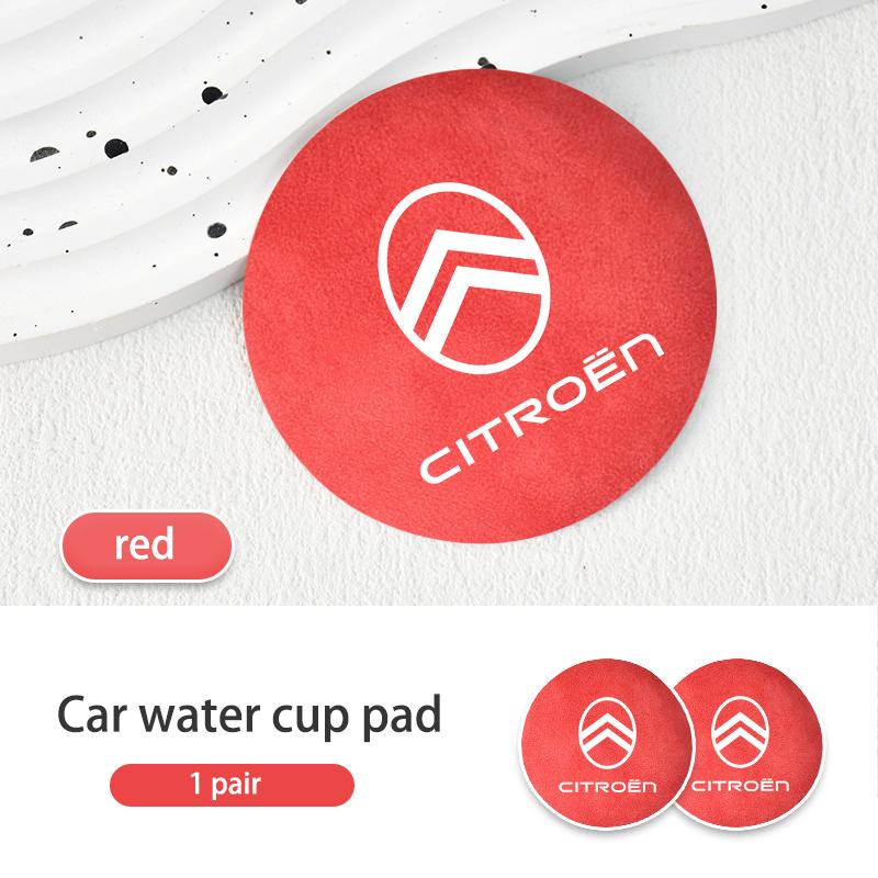 2pcs Suede Car Coaster Non-slip Water Cup Mat Bottle Holder Pad For Citroen C4 C3 C5 C1 C2 C6 VTS C4L DS3 DS4 DS5 Grand Berlingo