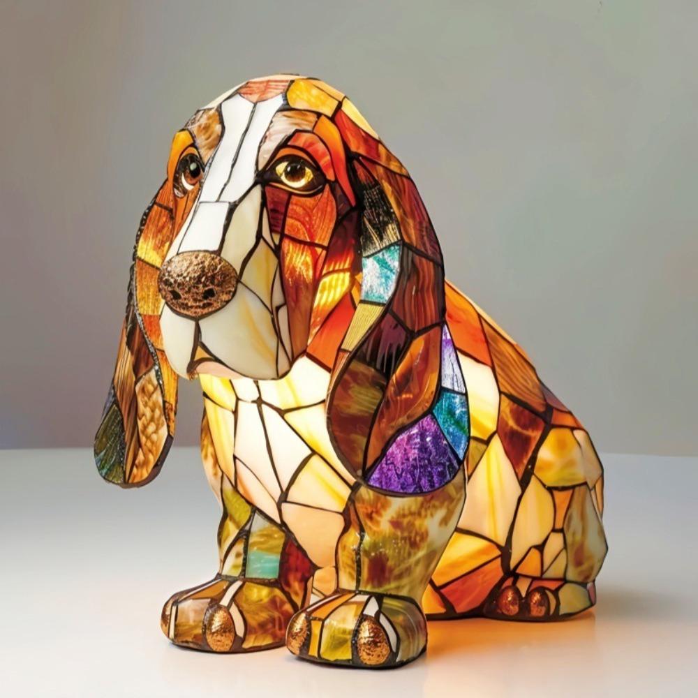 Cute Corgi Dog Series Art Night Light LED Resin Animal Night Light Handmade Desk Lamp for Desktop Decorations