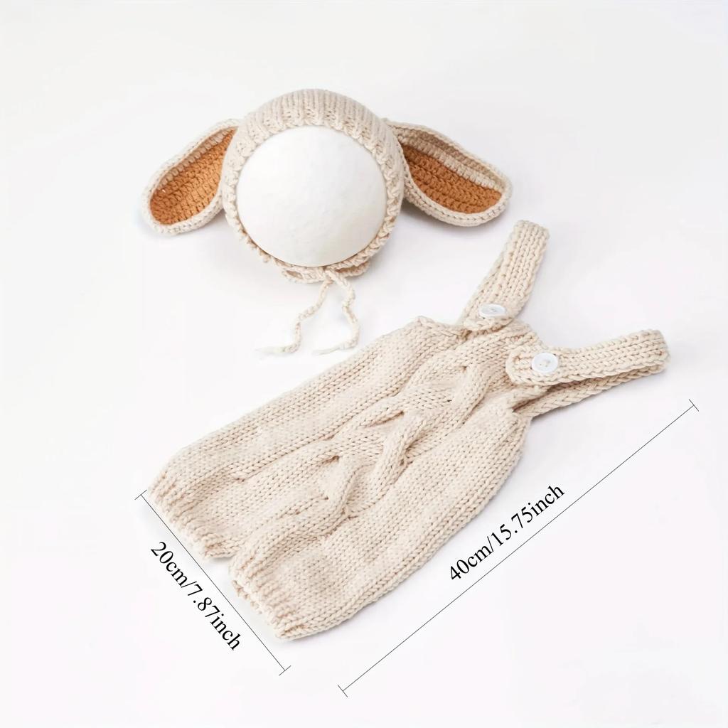 Gehäkelte Strick-Neugeborenen-Fotografie-Requisiten - Entzückendes Häschen-Kostüm-Outfit Essentielle Requisiten für Babys süße Fotoshootings