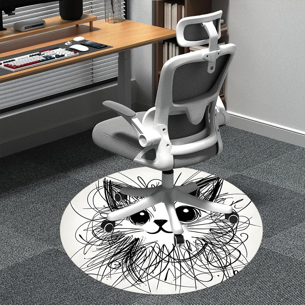 

1pc Cat Whiskers Office Round Area Rug, Indoor Mat Suitable ForOffice, Under Office Chairs Bedroom Living Room Home Decor, Room Deco u46 80cm by 80cm