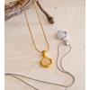 Eetit Stainless Steel Natural White Quartz Stone Pendant Necklace for Women Rust Proof Metal High Quality Trendy Jewelry